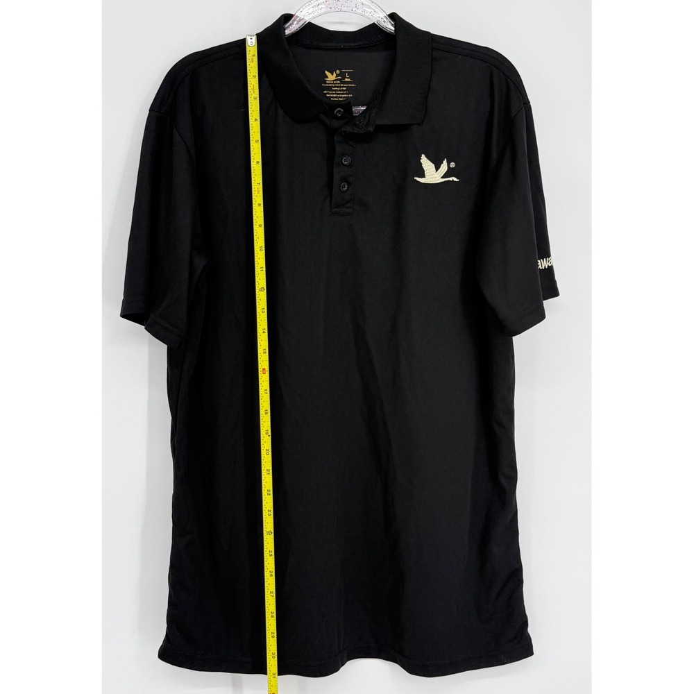 Goose Pride Mens Black Short Sleeve Performance Polo Shirt Bird Logo Sz L - Picture 2 of 7